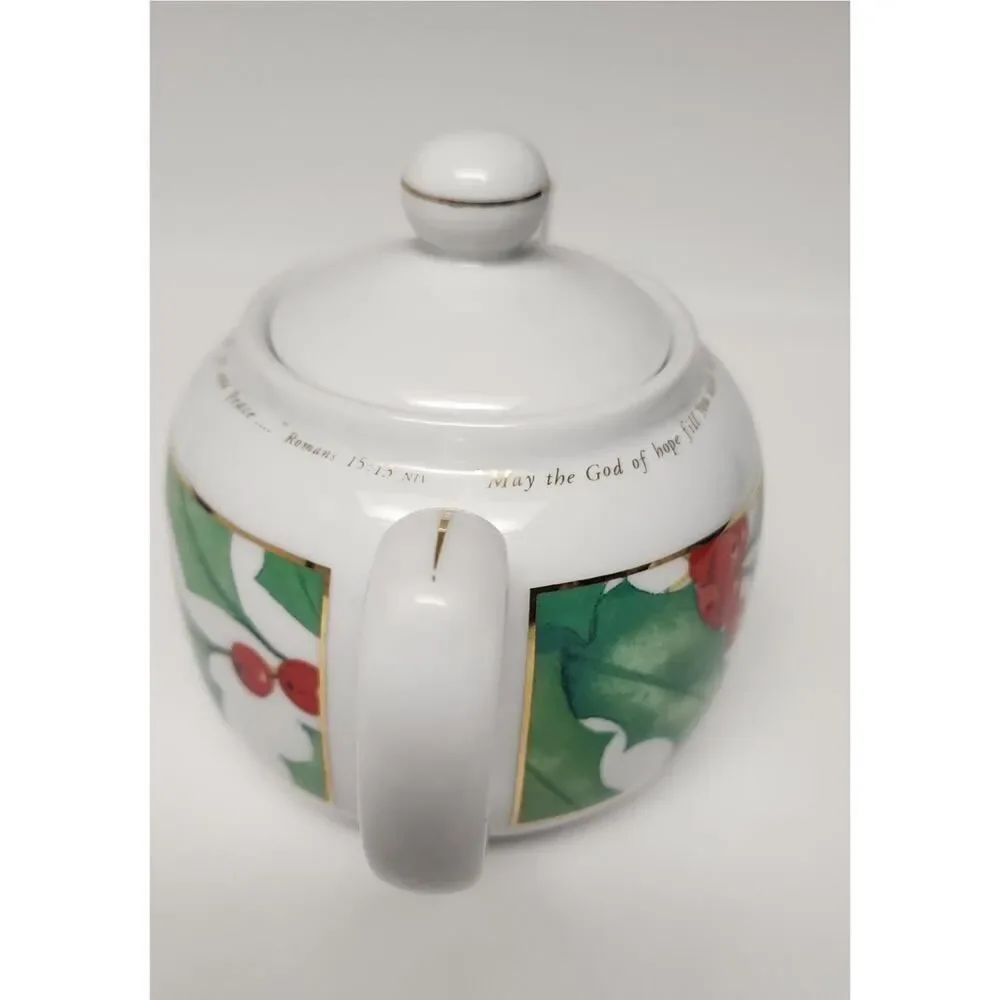 Day Spring Ceramic Tea Pot/Saucers Religious Romans 15:13 Siloam Springs AR